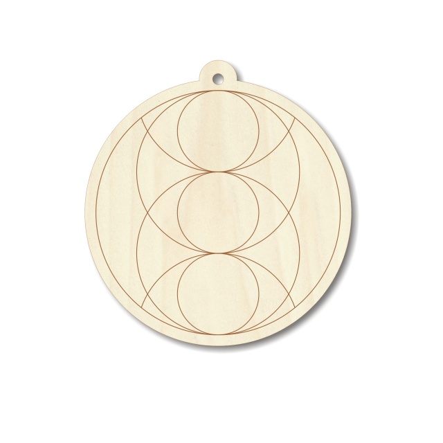 Medalion Vesica Piscis complex, Ø6 cm, placaj lemn