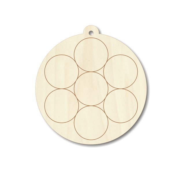 Medalion Egg of Life, Ø6 cm, placaj lemn