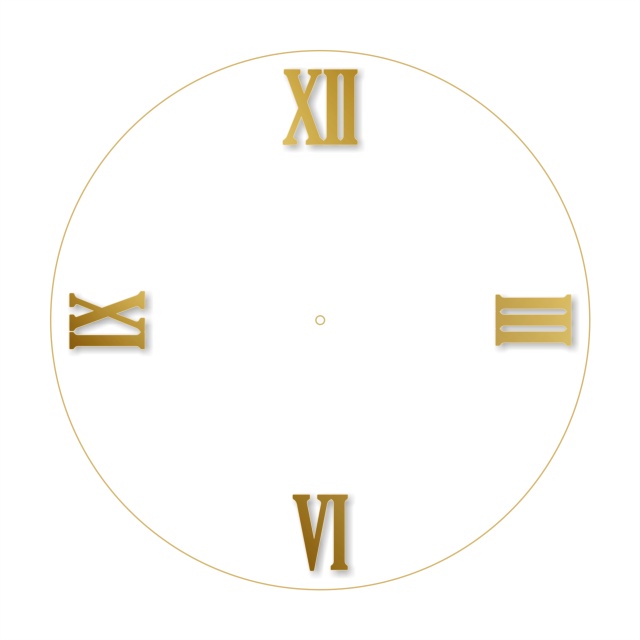 Cifre romane pentru ceas 3-6-9-12, 6 cm, plexi oglindă aurie :: 6 cm