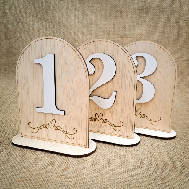 Tabliță număr masă restaurant, 12×16 cm, placaj