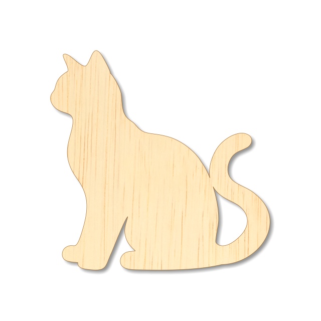 Pisica Oliver pentru pictat, 7×7 cm, placaj lemn natur :: 7 cm