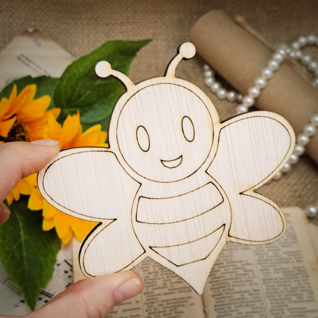 Albină, 10×9,5 cm, placaj lemn natur :: 9,5 cm