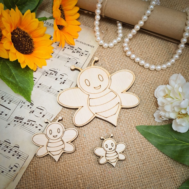 Albină, 10×9,5 cm, placaj lemn natur :: 9,5 cm