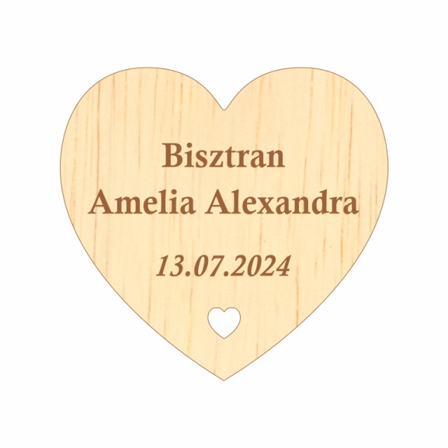 Unicat - Inimă din placaj lemn natur 4 mm cu gravură, 5,2×5 cm :: 5 cm