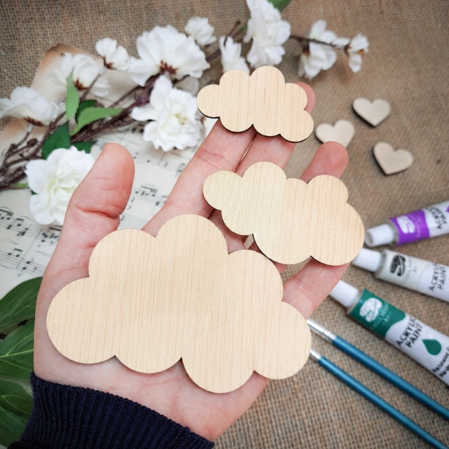 Set 3 norișori, 5, 7, 10 cm, placaj lemn natur