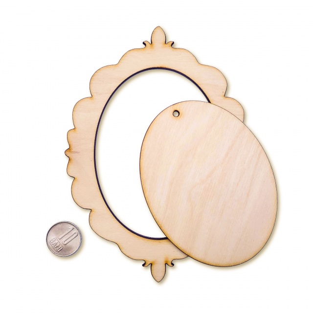 Ramă decorativă cu interior oval decupat, placaj, 11×15 cm