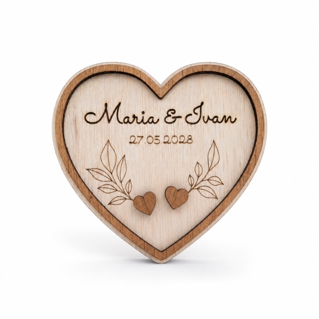 Tăviță personalizată pentru verighete, 14,5×13,5 cm, placaj