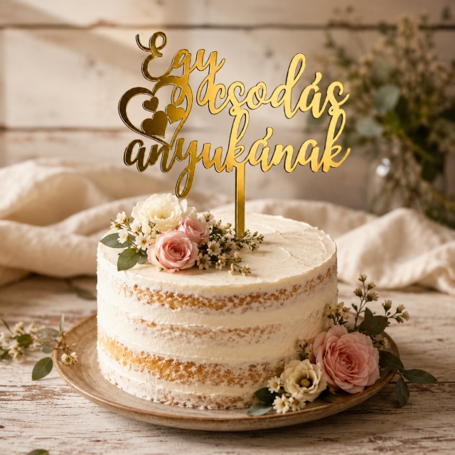 Topper "Egy csodás anyukának", sticlă acrilică aurie