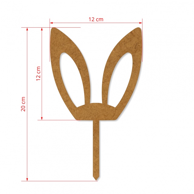 Topper urechi iepuraș, 12×20 cm, HDF
