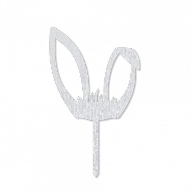 Topper urechi iepuraș ciufulici, 12×20 cm, HDF alb