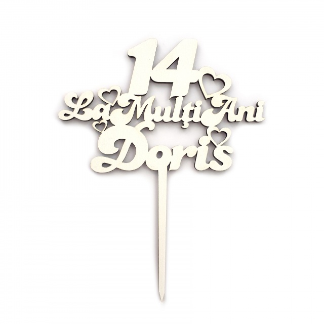 Topper personalizat, 12,5×14 cm, HDF alb