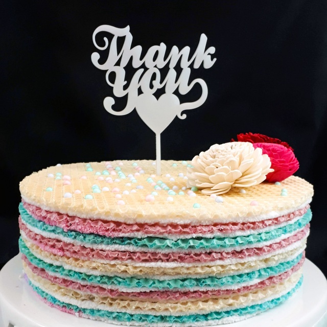 Topper Thank You, 10×16,5 cm, plexi alb