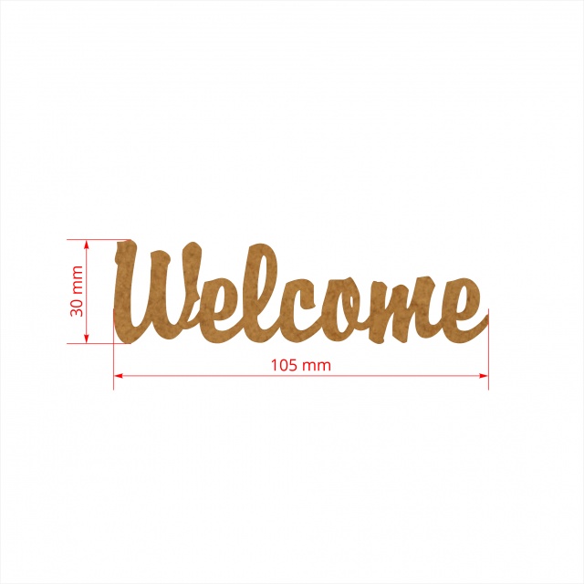 Text Welcome, 3 cm, decupat din HDF