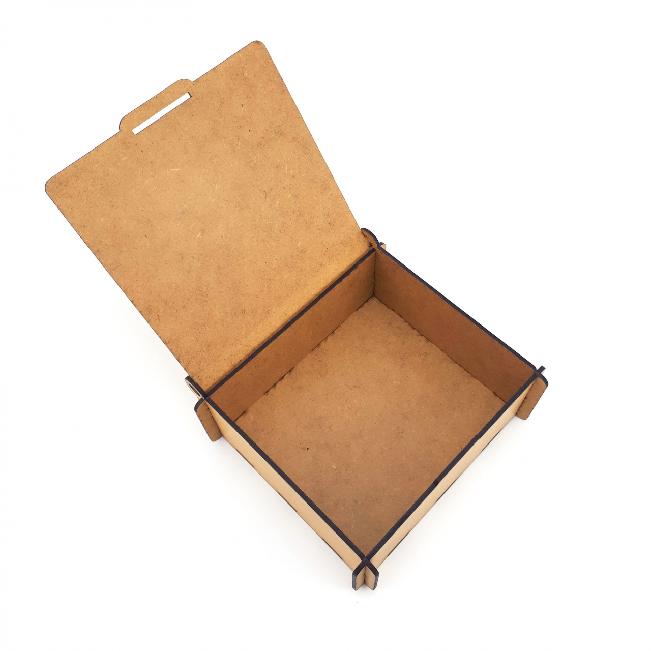 Cutie cu clapetă tip casetă, HDF natur, 17×16×8 cm
