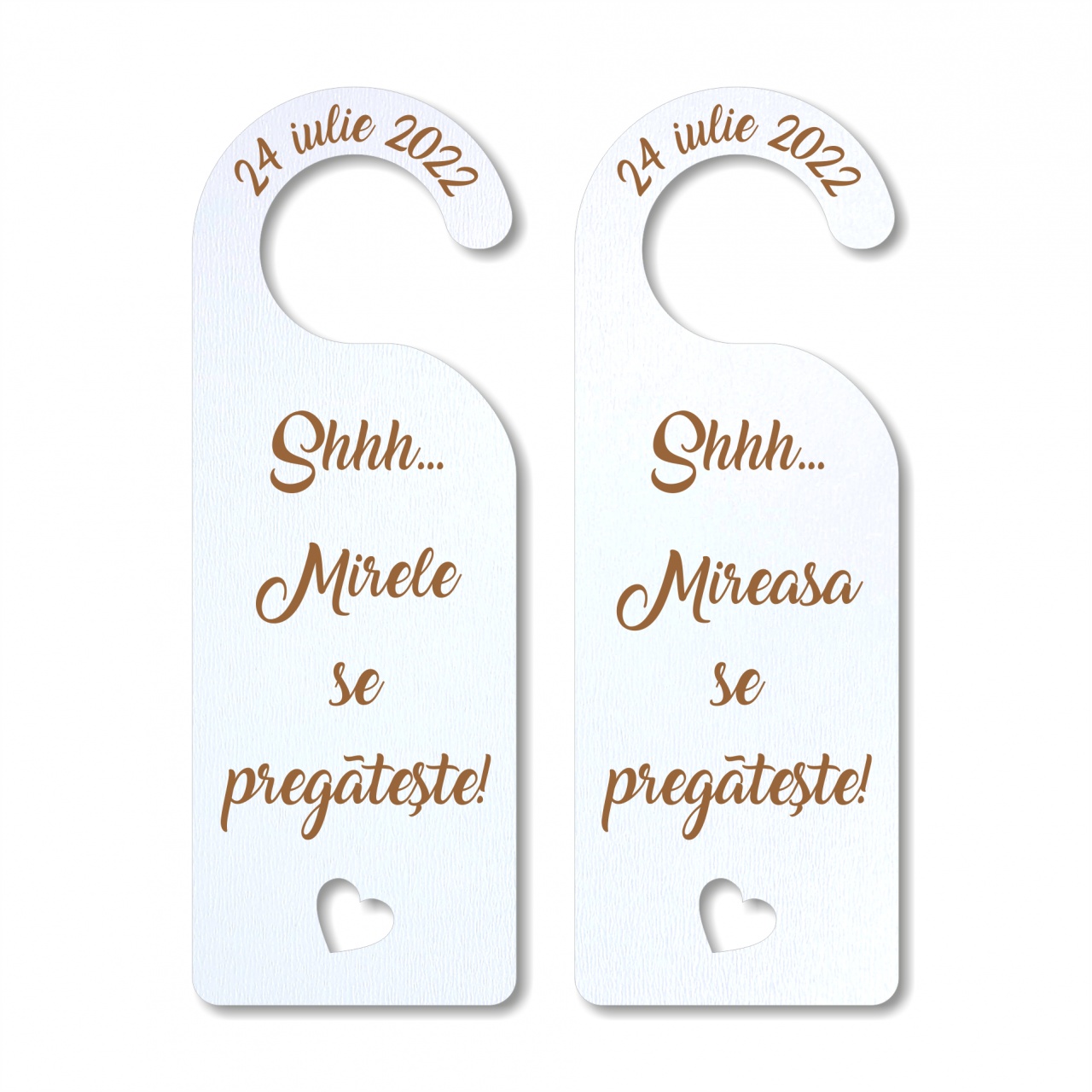 Door tag gravat cu data nunții, 6x17 cm, HDF alb