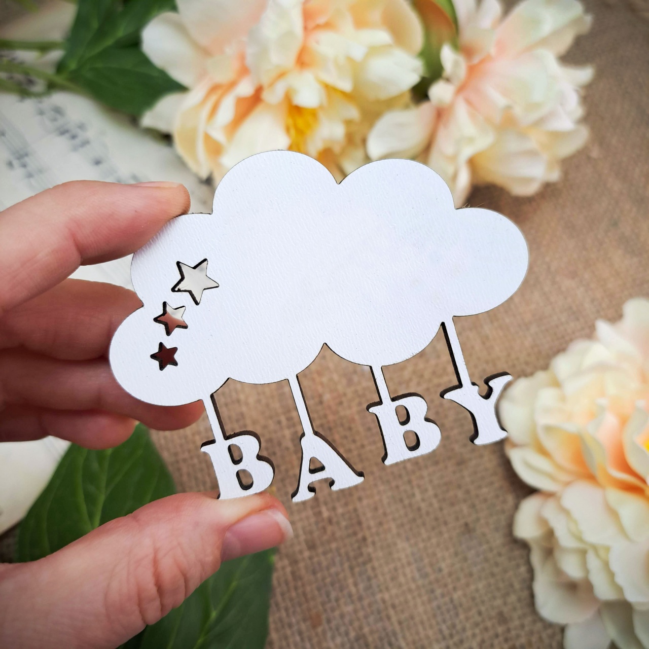 Norișor Baby, 8×6,5 cm, HDF alb :: 8 cm