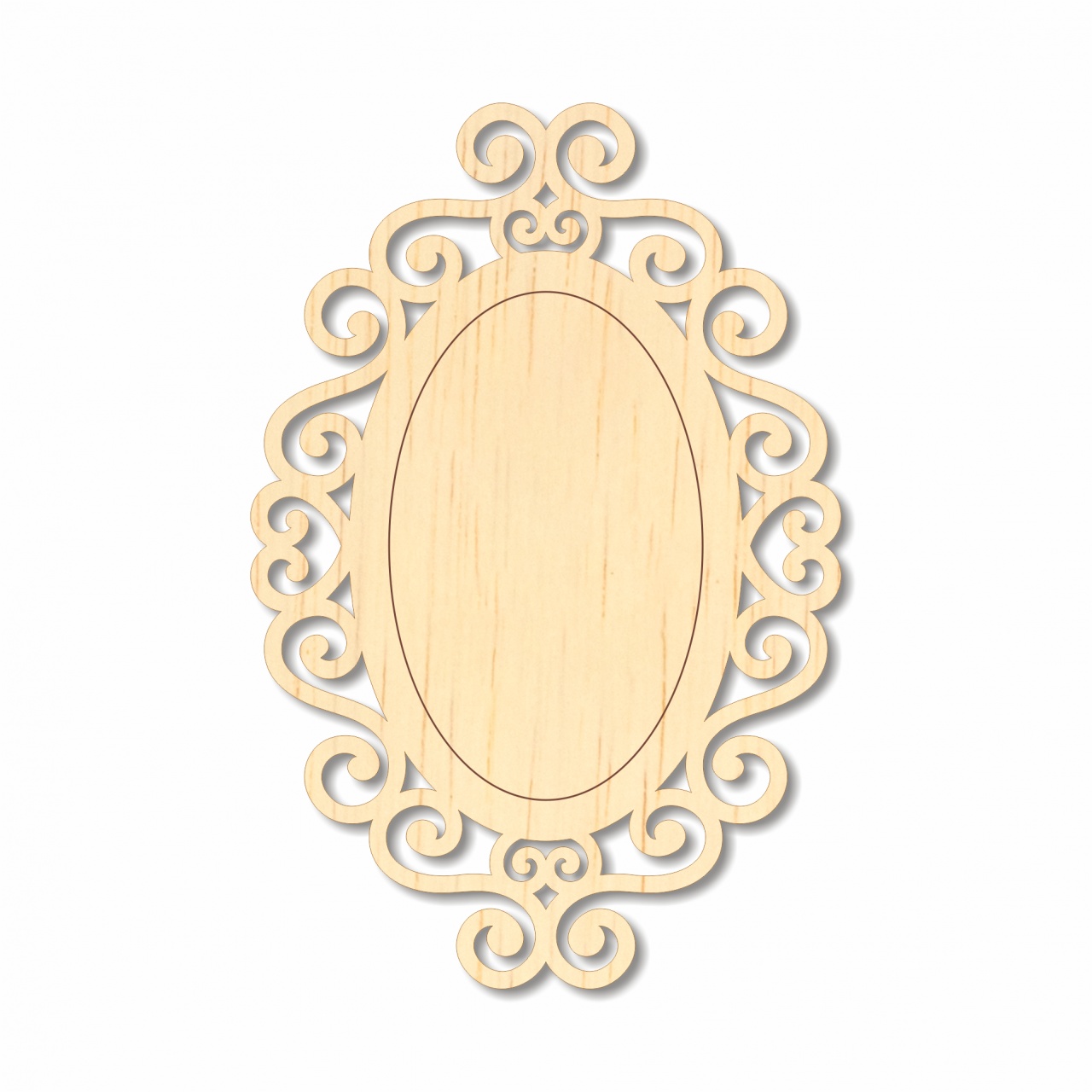 Bază decorativă cu oval interior trasat, 7×10 cm, placaj :: 10 cm