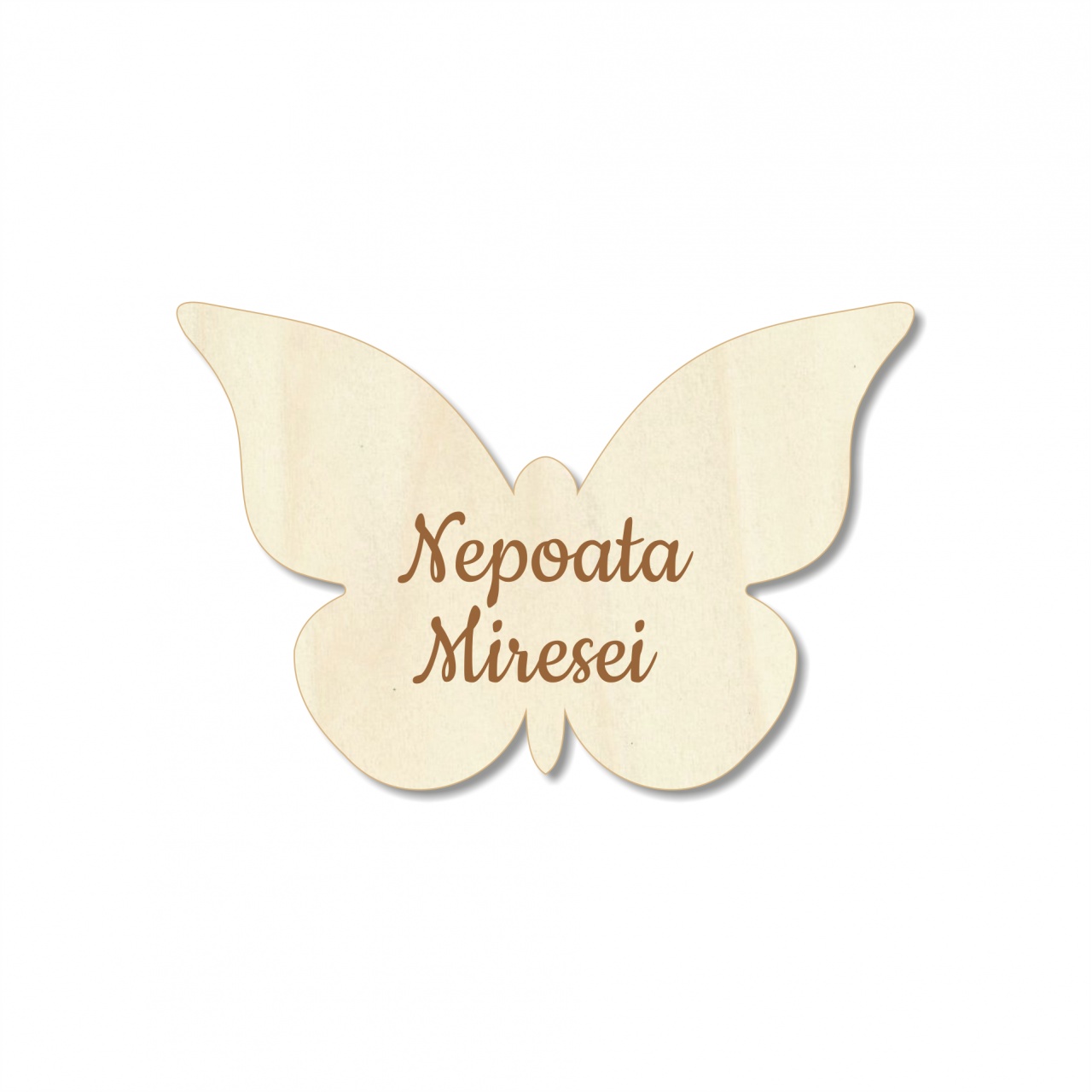 Fluture cocardă gravată, 4,3×2,8 cm, placaj