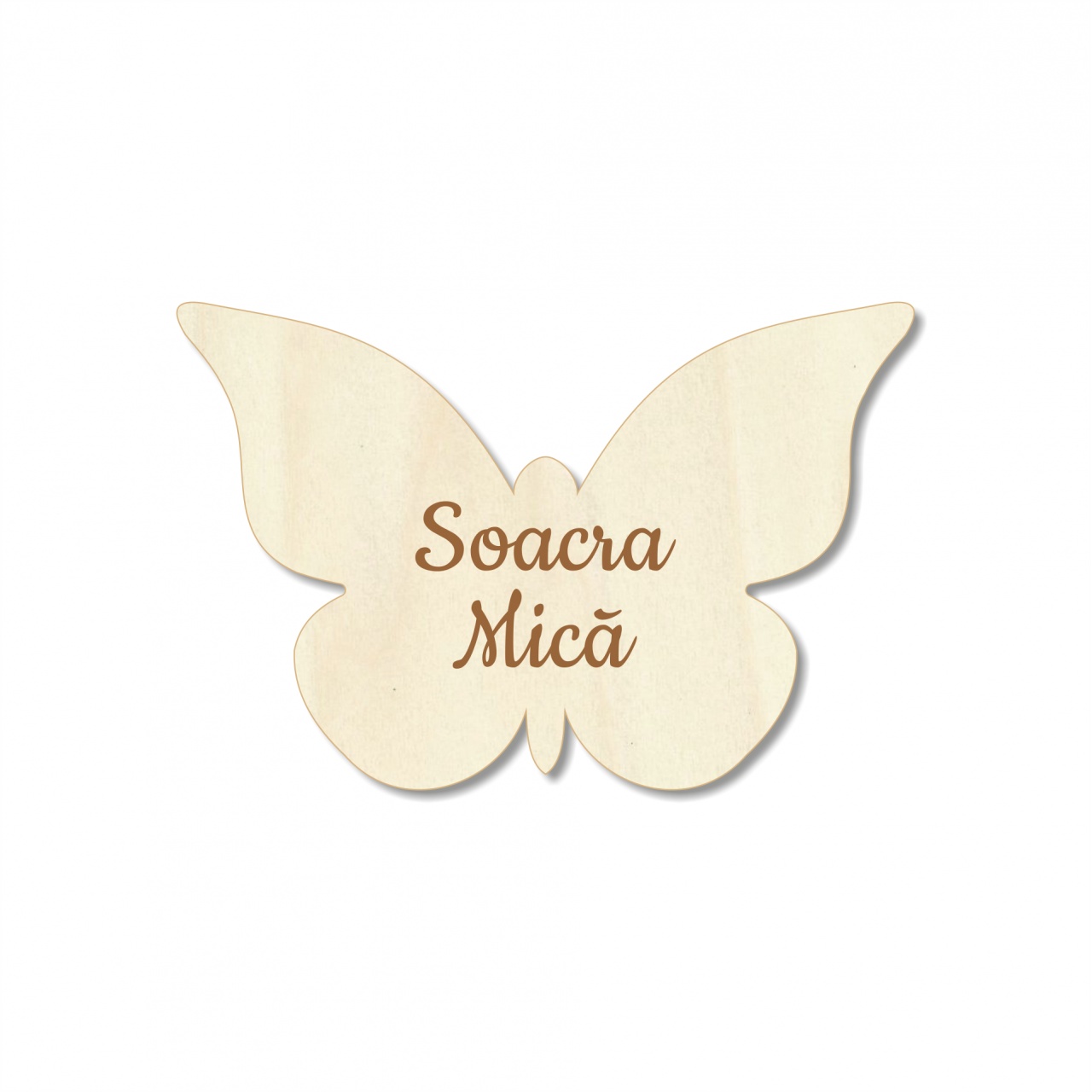 Fluture cocardă gravată, 4,3×2,8 cm, placaj