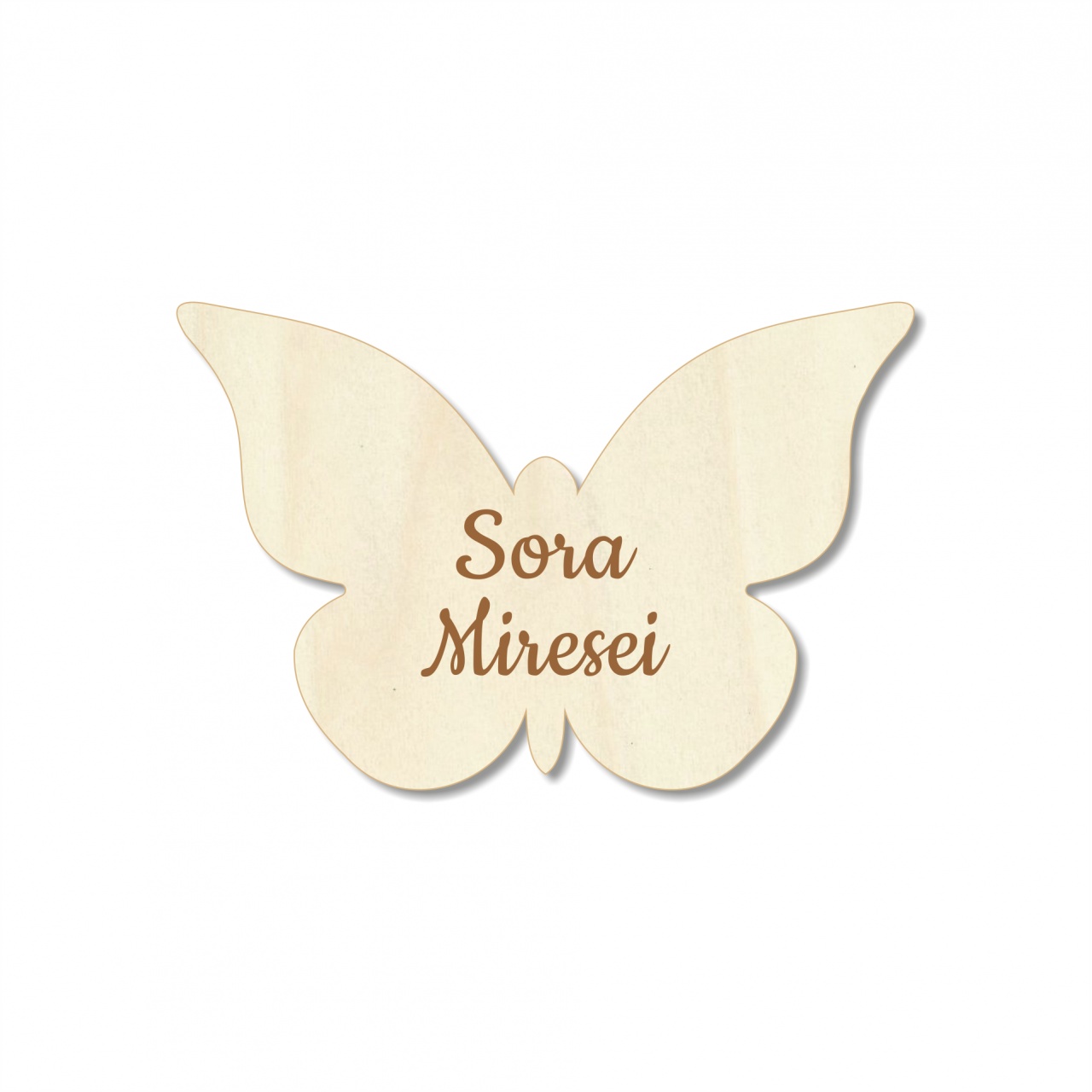Fluture cocardă gravată, 4,3×2,8 cm, placaj