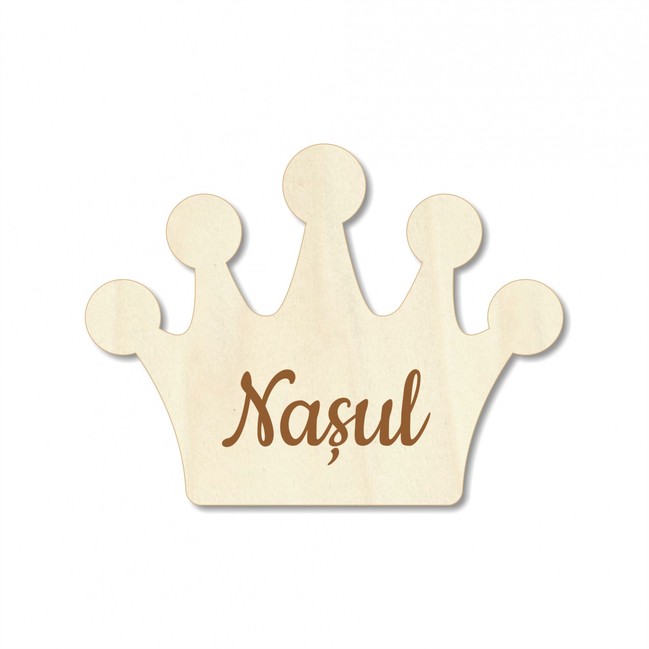 Coroană cocardă gravată, 4×3 cm, placaj