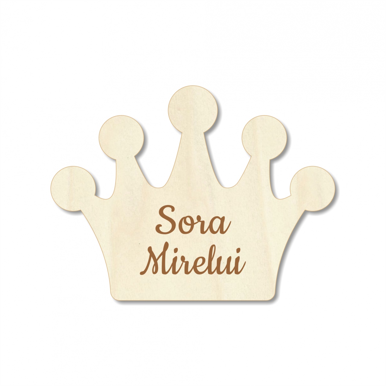 Coroană cocardă gravată, 4×3 cm, placaj