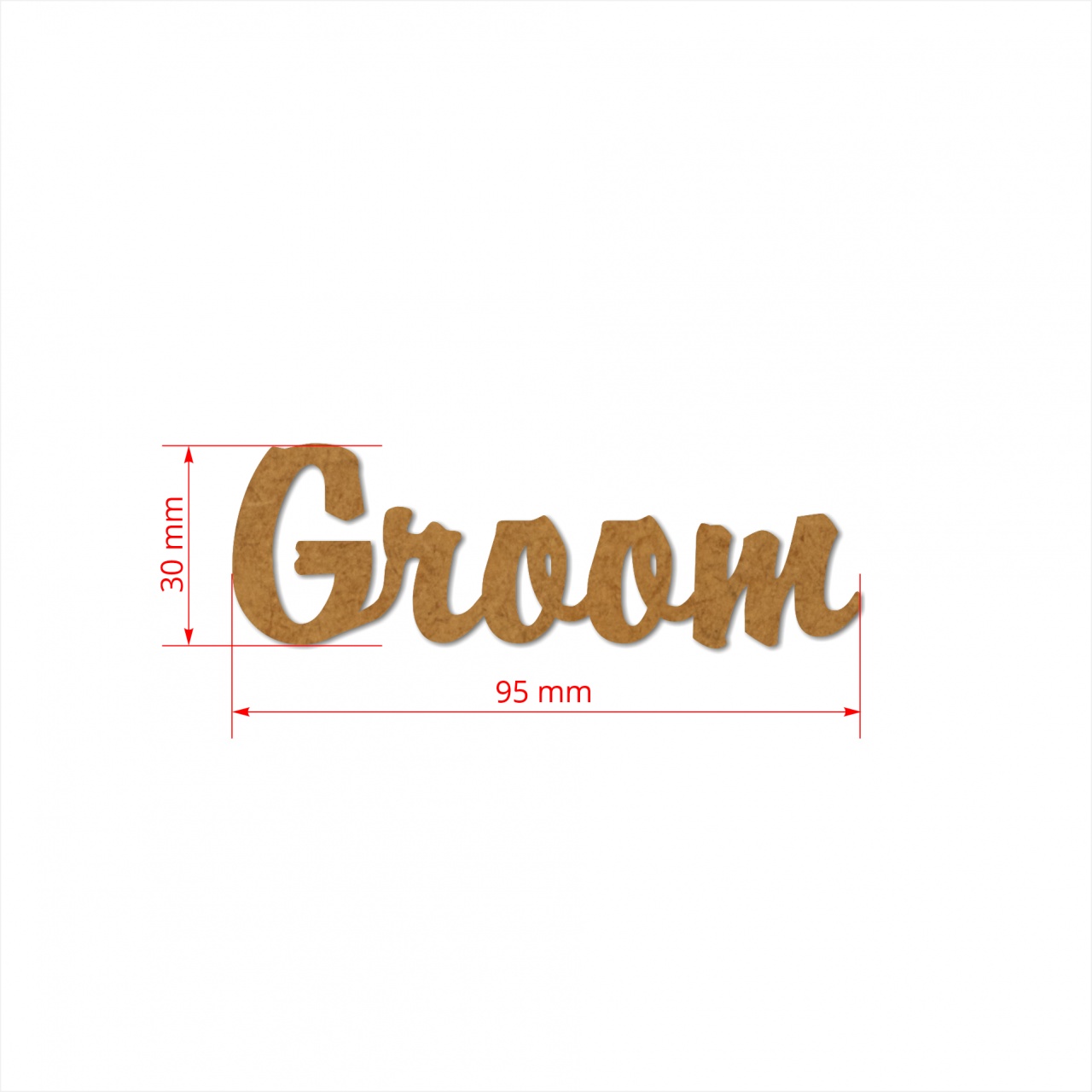 Text Groom, 3 cm, decupat din HDF