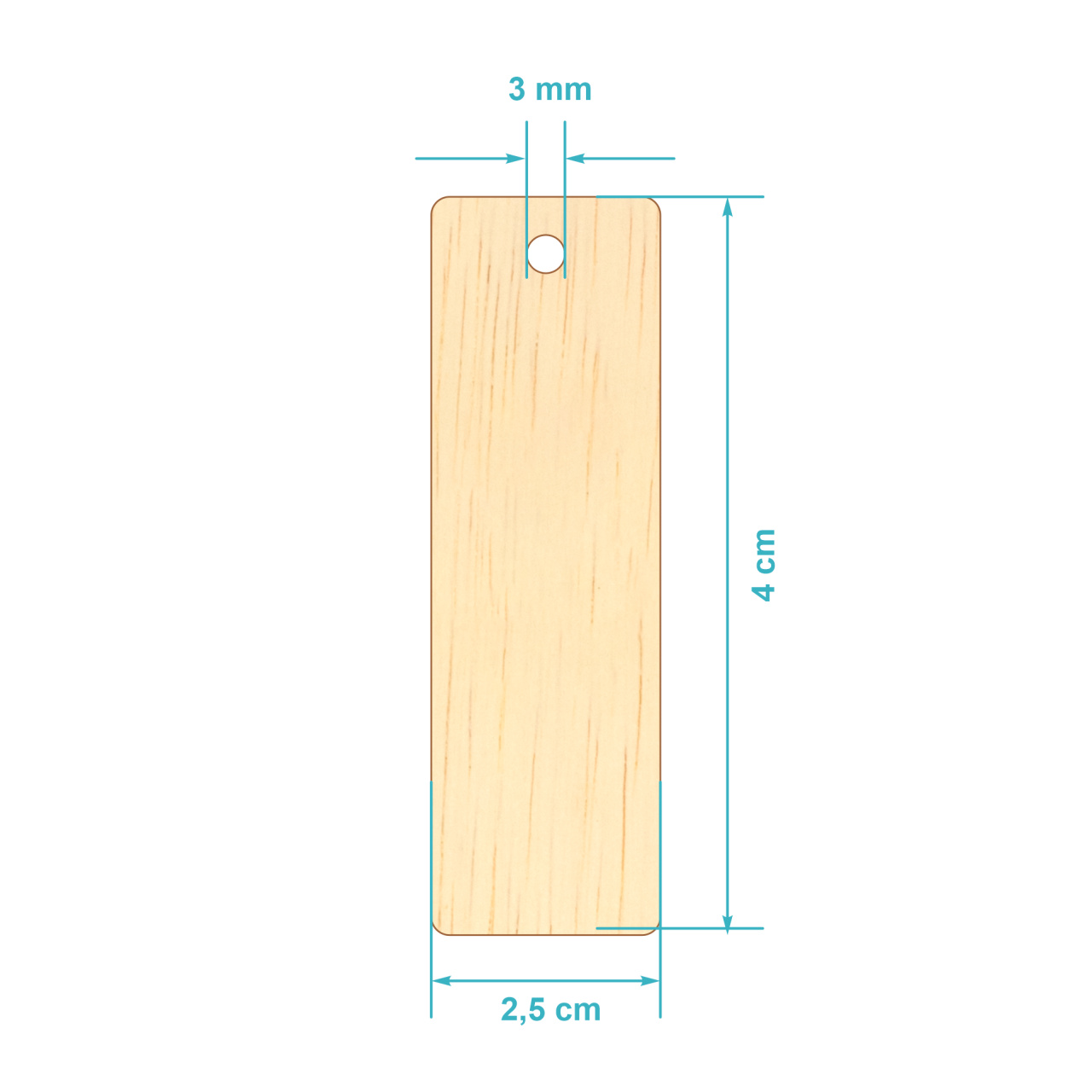 Dreptunghi, 1,8×5,8 cm, placaj lemn natur