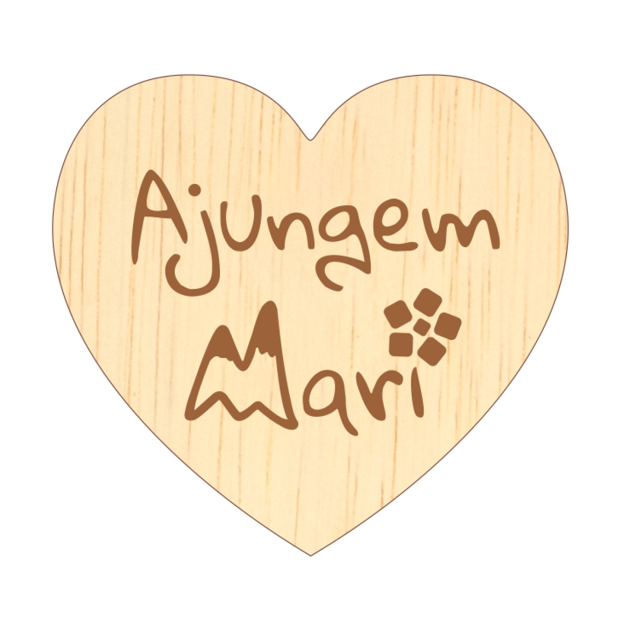 Unicat - Inima gravata sigla Ajungem Mari, 4x3,7 cm, placaj