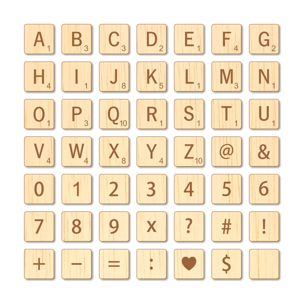 Scrabble, 4×4×0,4 cm, placaj lemn, 1 buc :: 4 cm