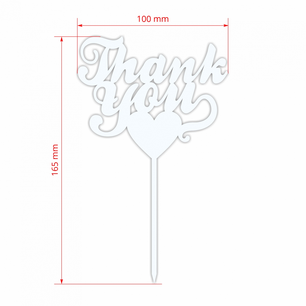 Topper Thank You, 10×16,5 cm, plexi alb