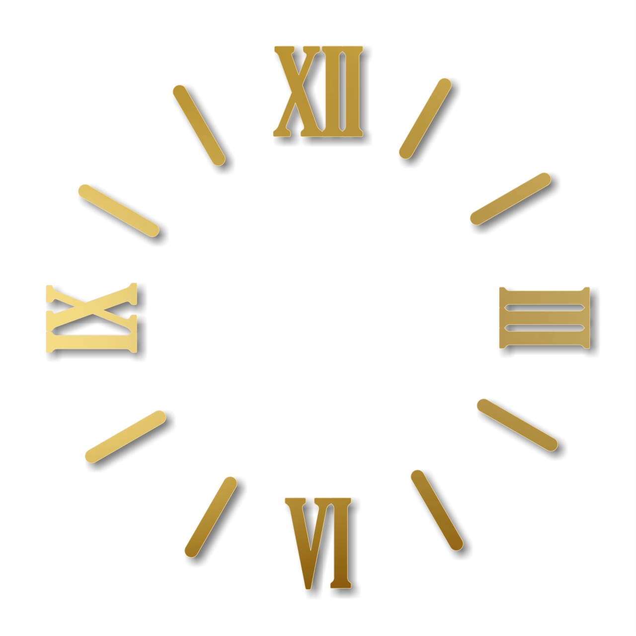 Cifre romane pentru ceas 3-6-9-12 și 8 linii, 3,5 cm, plexi oglindă aurie :: 3,5 cm