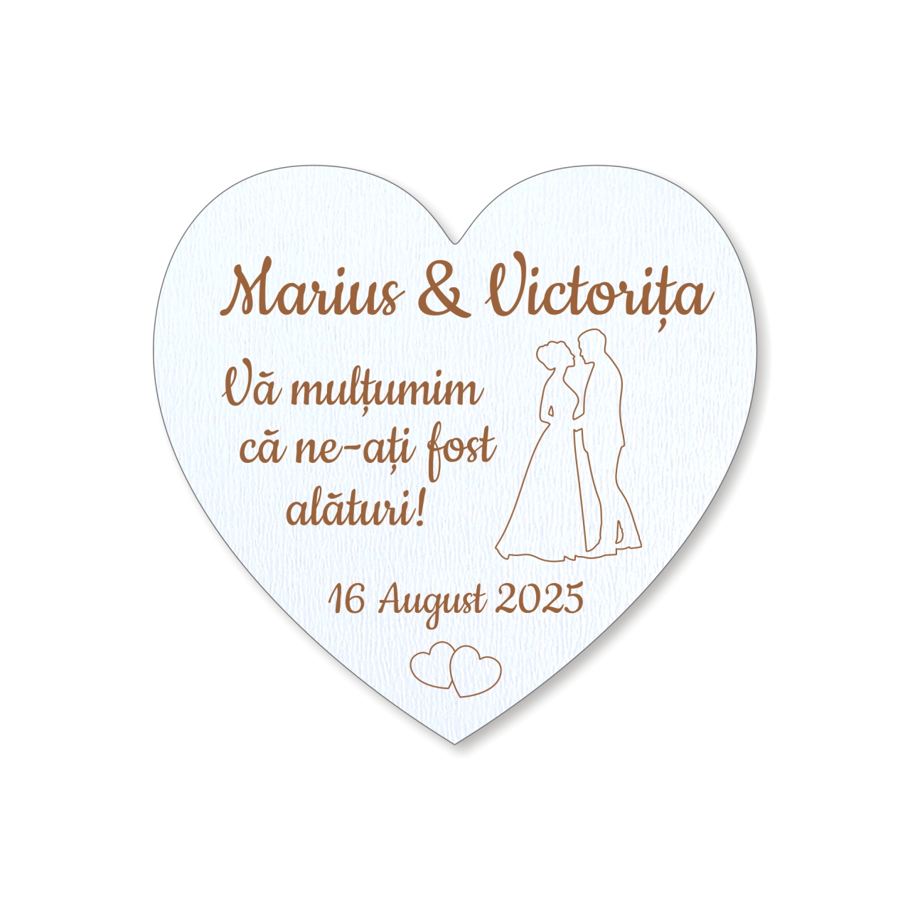 Inimioară gravată cu miri, 6,5×6,2 cm, placaj