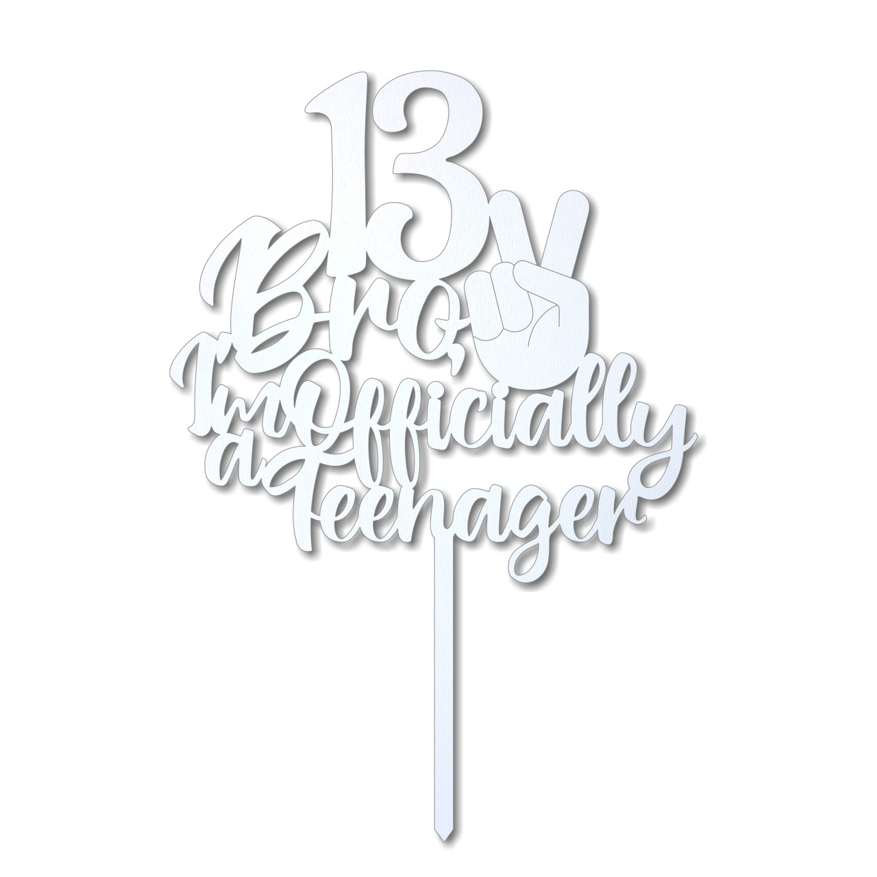 Topper 13 ani, 14×20,5 cm, HDF alb