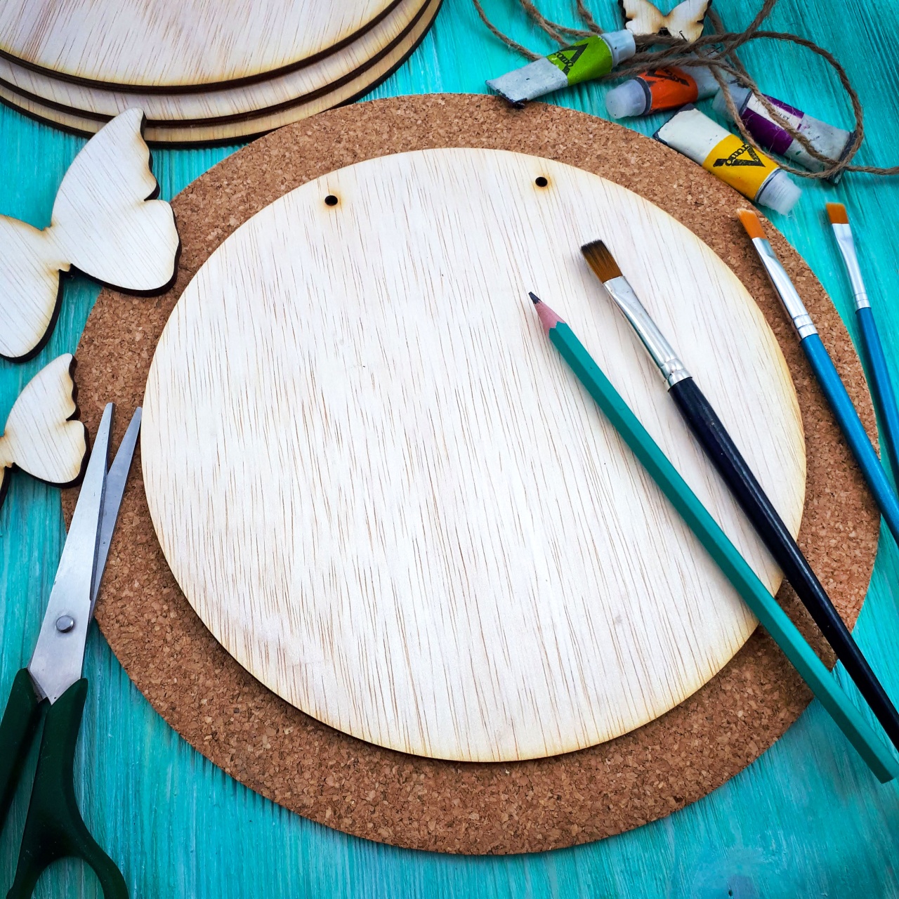 Bază rotundă cu sau fără găuri, 22 cm, placaj :: 22 cm