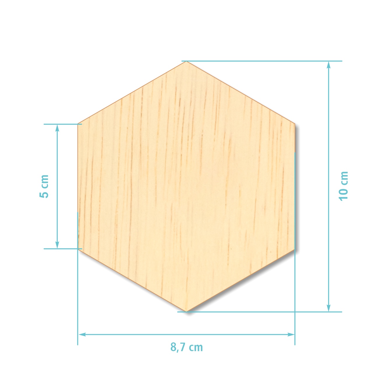 Hexagon, 8,7x10 cm, placaj lemn natur
