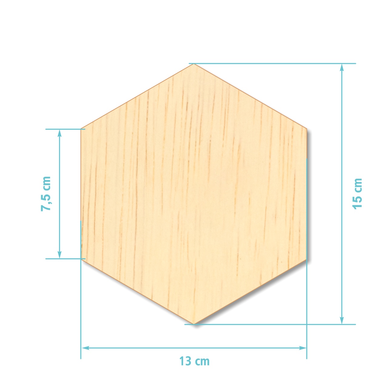 Hexagon, 13x15 cm, placaj lemn natur :: 13x15 cm