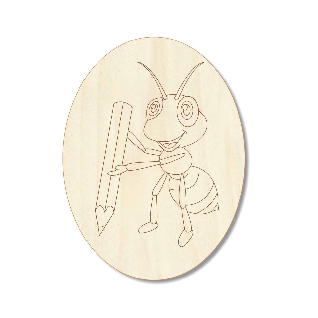 Medalion furnică, 7,5×10 cm, placaj lemn natur :: 10 cm