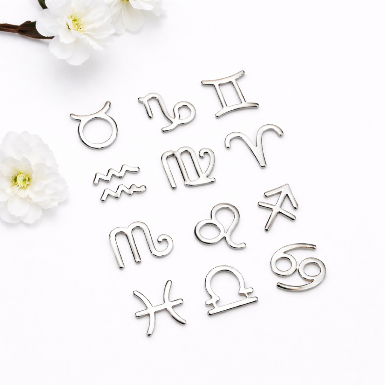 12 semne zodiac, ~5 cm, plexi oglindă aurie :: 5 cm