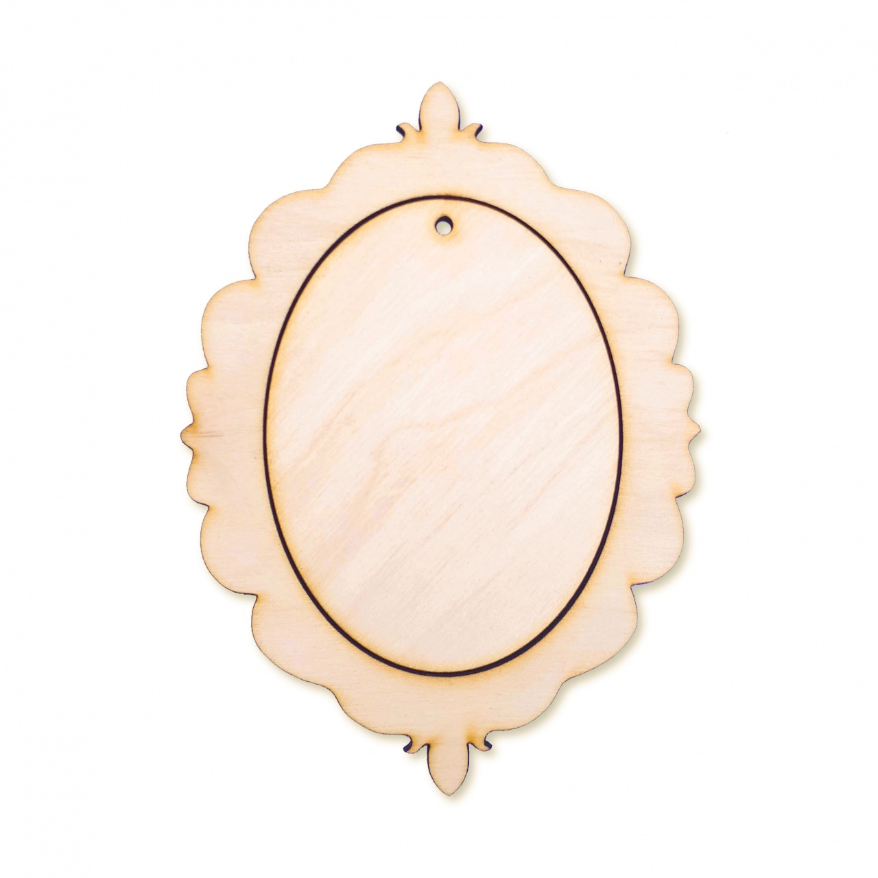 Ramă decorativă cu interior oval decupat, placaj, 11×15 cm