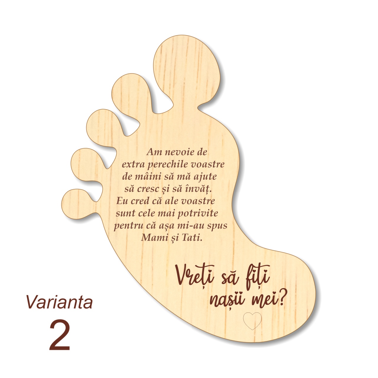 Set cerere nași personalizat, 12×16×4 cm, placaj lemn