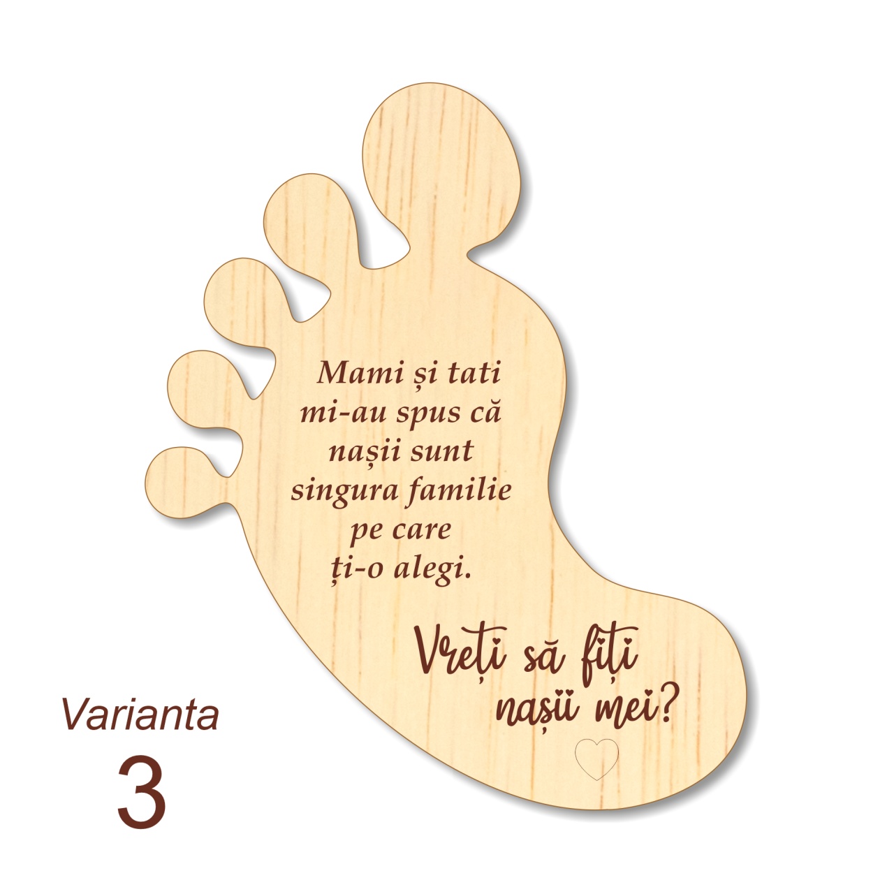 Set cerere nași personalizat, 12×16×4 cm, placaj lemn