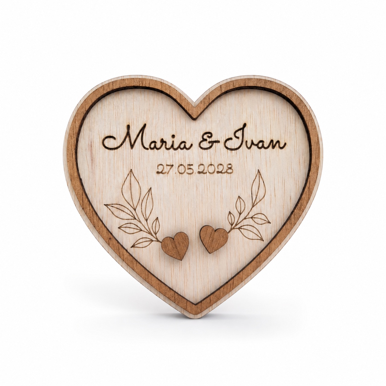 Tăviță personalizată pentru verighete, 14,5×13,5 cm, placaj