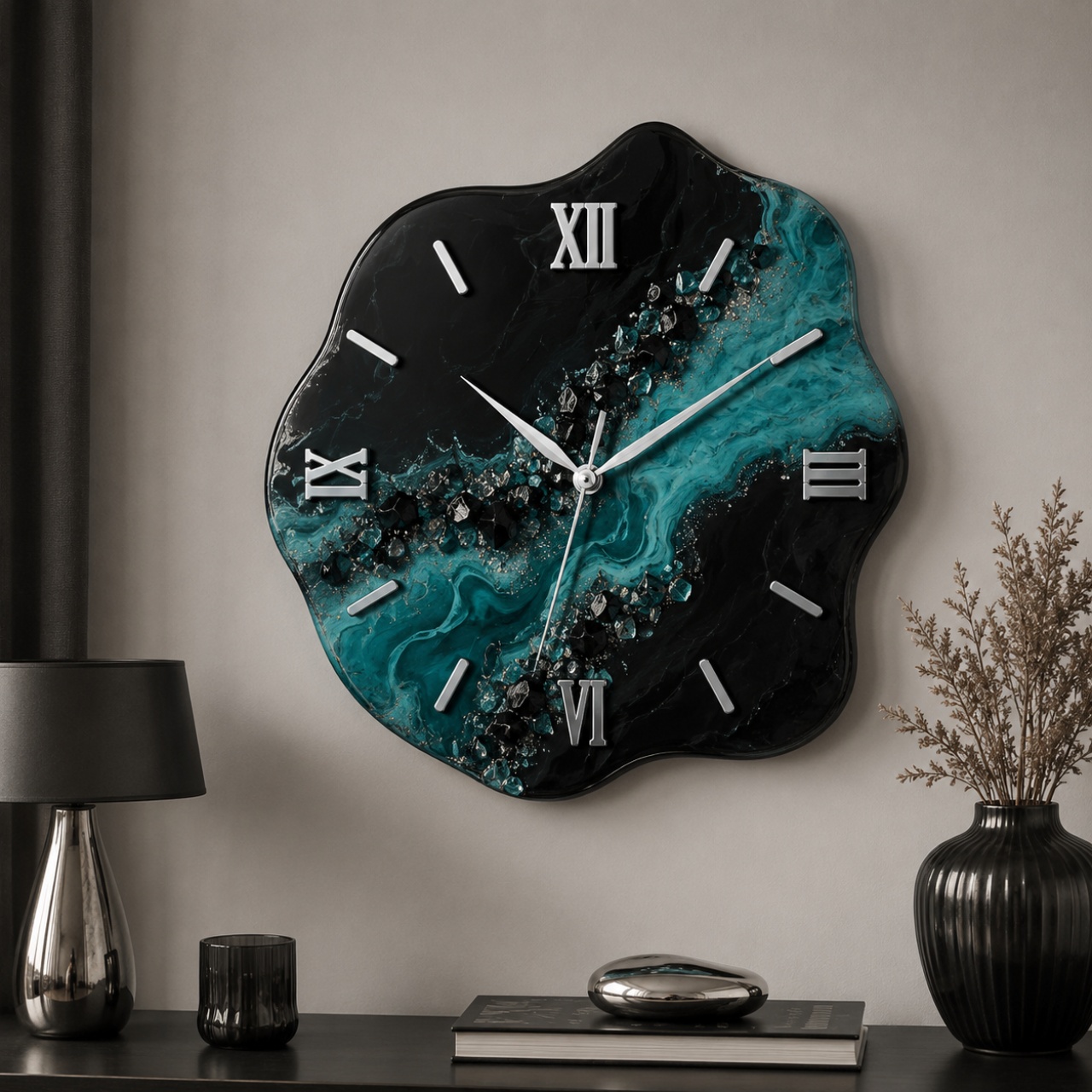 Cifre romane pentru ceas 3-6-9-12 și 8 linii, 8 cm, plexi oglindă aurie :: 8 cm