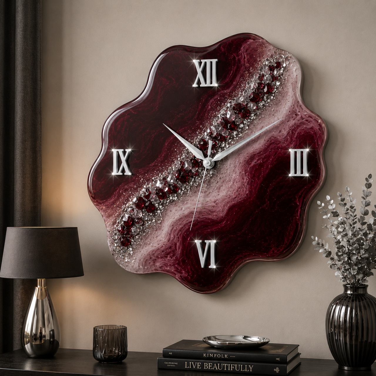 Cifre romane pentru ceas 3-6-9-12, 9 cm, plexi oglindă aurie :: 9 cm