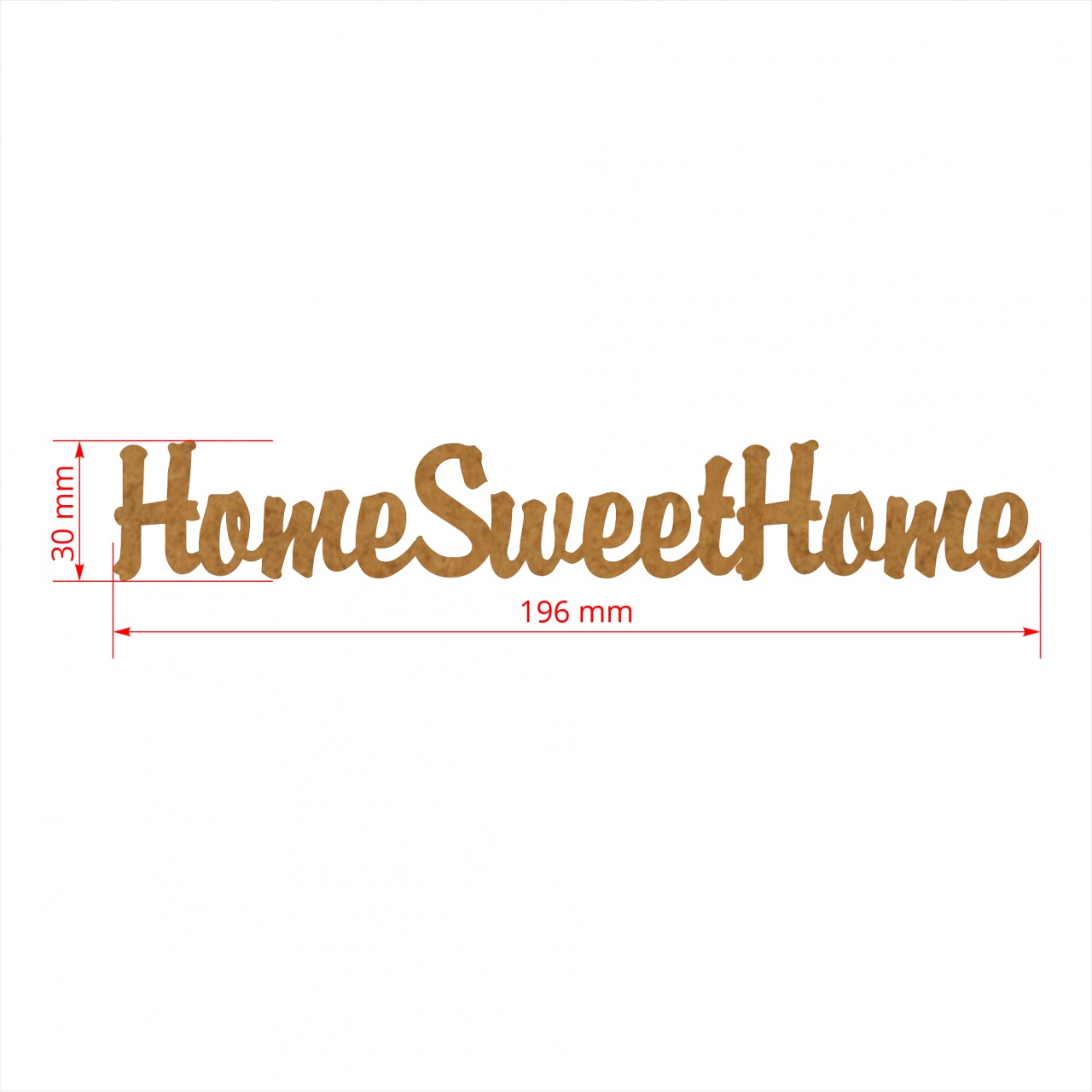Text Home Sweet Home, 3 cm, decupat din HDF